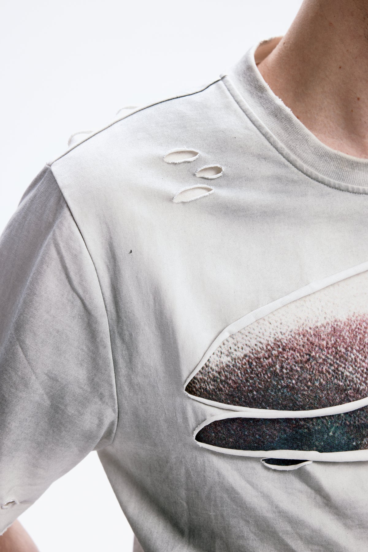 Braces-distressed  T-shirt with water-based print