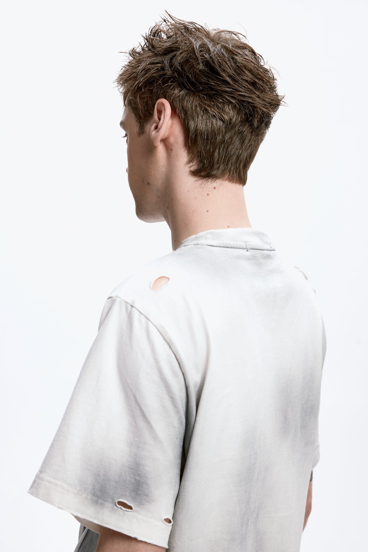 Braces-distressed  T-shirt with water-based print