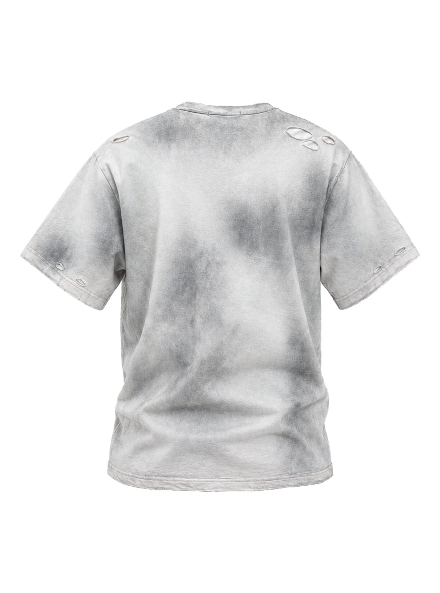 Braces-distressed  T-shirt with water-based print